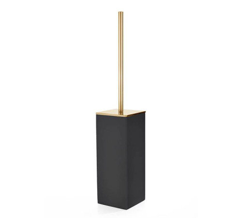 Ершик для туалета напольный 3SC Mood Black Solid Surface черный матовый/золото 24к MN17AGD