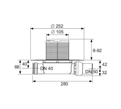 Комплект точечного трапа TECEdrainpoint S с сифоном DN 50 и декоративной решеткой KDP-S110
