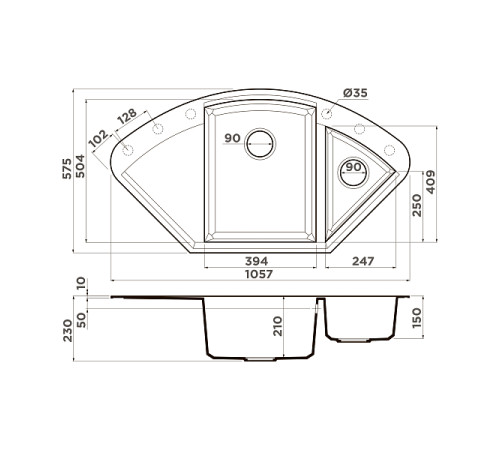 Кухонная мойка Omoikiri Mizu 78-2-IN нержавеющая сталь 78x48 см 4973731