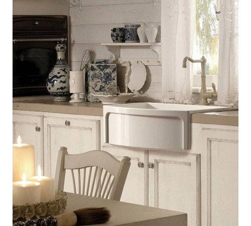 Раковина кухонная керамическая Kerasan Hannah Devon 75x53x25 см без отверстия белый 544101