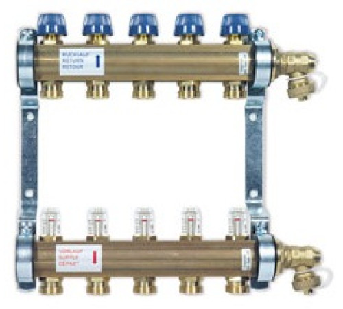 Коллекторная группа Watts HKV/T (TYP 513) латунная с расходомерами 6 контуров 10004200
