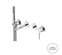 Смеситель для ванны Gattoni Circle Two встраиваемый на 4 отверстия с ручной лейкой белый матовый 9105/91BO