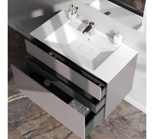 Тумба под раковину подвесная AM.PM Inspire V2.0 100 см 3 ящика серый матовый M50AFHX1003EGM