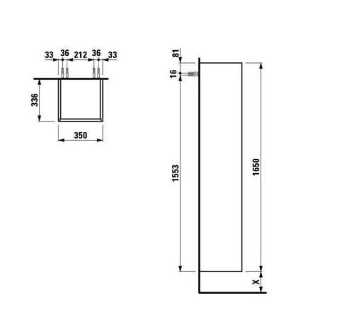 Шкаф-пенал Laufen Base 35x33.5x165 см 1 дверца правый белый глянцевый 4.0268.2.110.261.1