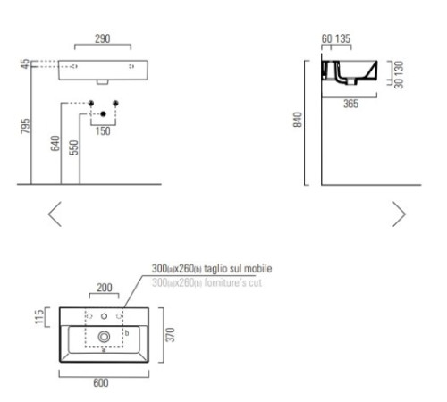 Раковина накладная/подвесная GSI Kube X 600x370 мм без отверстия белая глянцевая 9454011