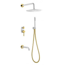 Душевой комплект встраиваемый Boheme Uno верхний душ 30 см белый/золото 464-2-WG