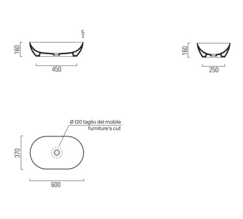 Раковина-чаша накладная GSI Pura 600х370 мм белый глянцевый 883411