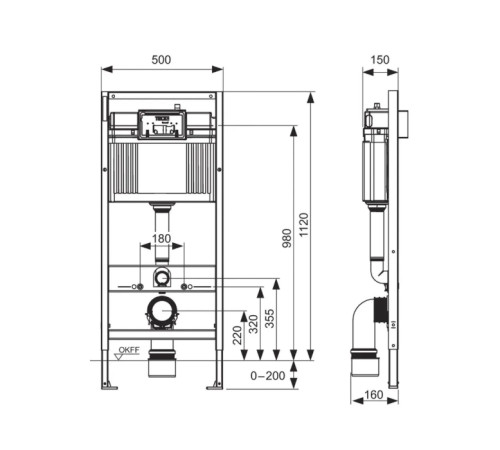Комплект инсталляции TECE TECEbase 3.0 с панелью TECEloop хром глянцевый N500921