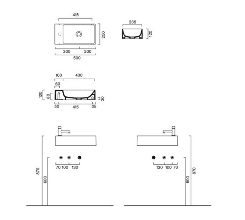 Раковина подвесная Catalano Premium 50 х 25 см без отверстия белый глянцевый 0220520001