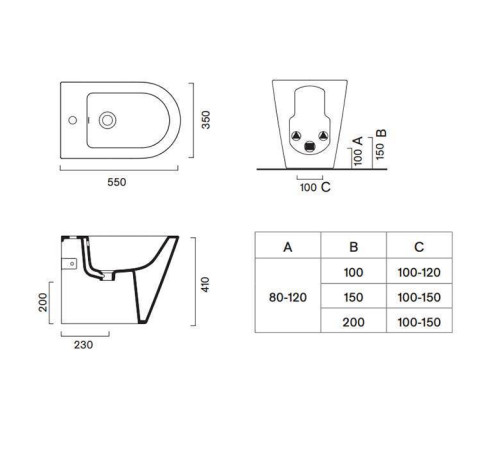Биде напольное Catalano Zero 55х35 см с 1 отверстием белый глянцевый 0119551001