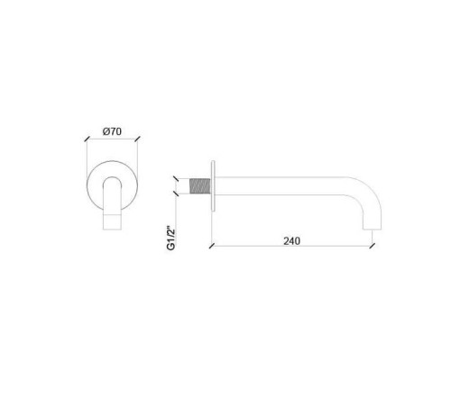 Излив настенный Almar Universal 240 мм круглый отражатель черный матовый E098007.MB