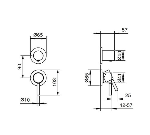 Смеситель для душа встраиваемый Fantini Nostromo на 3 источника хром 50 02 G489B