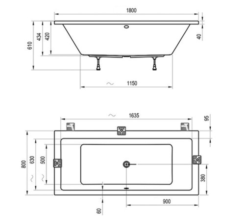 Ванна Ravak Formy 01 180х80 см встраиваемая белая C881000000