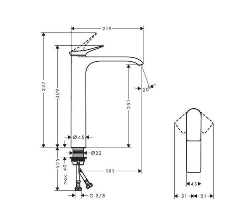 Смеситель для раковины Hansgrohe Vivenis 250 белый матовый 75042700