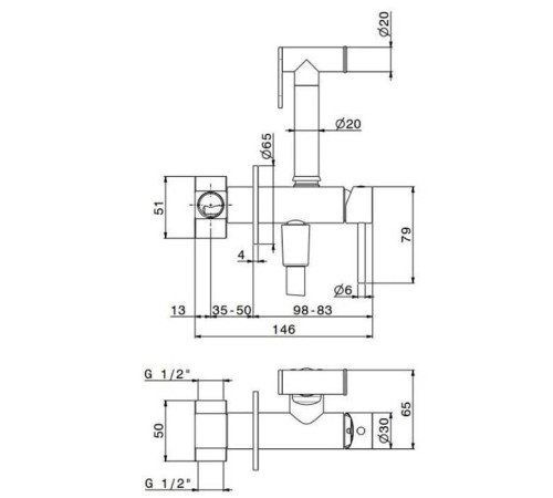 Смеситель с гигиеническим душем Kerama Marazzi встраиваемый черный матовый 886KM.01.093