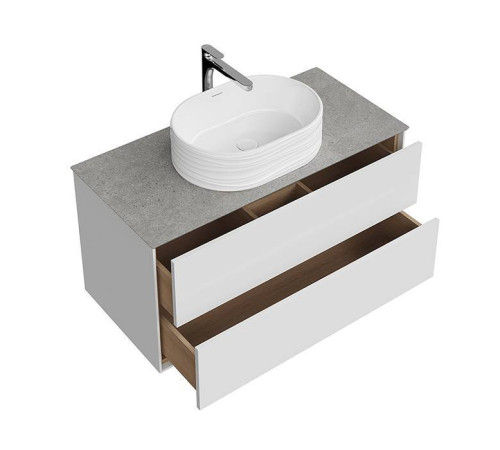 Тумба подвесная Kerama Marazzi PLAZA Modern 100x48 см 2 ящика белый / дуб виченце PLB.M.100.2\WHT.V