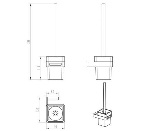 Ершик для унитаза Boheme Q подвесной хром 10954-CR