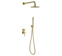 Душевой комплект Boheme Uno смеситель встраиваемый с верхним и ручным душем matt gold 464-MG