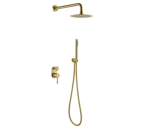 Душевой комплект Boheme Uno смеситель встраиваемый с верхним и ручным душем matt gold 464-MG