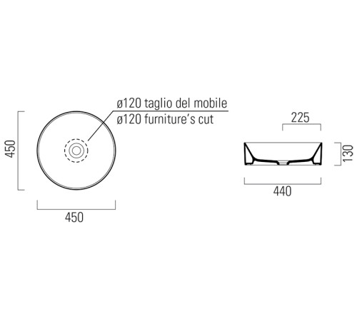 Раковина накладная круглая GSI Kube X 450х450 мм белый глянцевый 942711