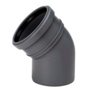 Отвод канализационный однораструбный Uponor ПВХ 50 мм 45° серый 1051183
