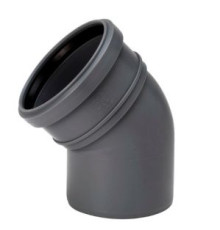 Отвод канализационный однораструбный Uponor ПВХ 50 мм 45° серый 1051183