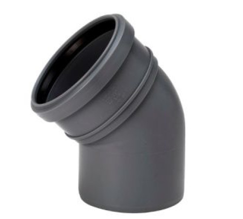 Отвод канализационный однораструбный Uponor ПВХ 50 мм 45° серый 1051183