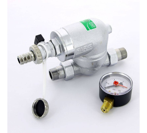 Фильтр промывной FAR 1/2 НР 100 мкм 25 бар поворотный с манометром FA 39A4 12100