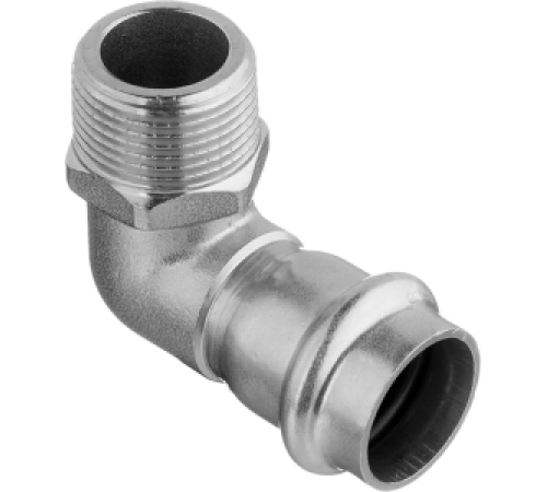 Угольник пресс 90° Kromwell из нержавеющей стали с наружной резьбой 28х1/2 KW.SP953002804