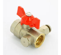 Кран шаровой LD Pride 44.344.15 с дренажным вентилем 1/2 ВР/ВР бабочка 44.344.15