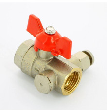 Кран шаровой LD Pride 44.344.15 с дренажным вентилем 1/2 ВР/ВР бабочка 44.344.15