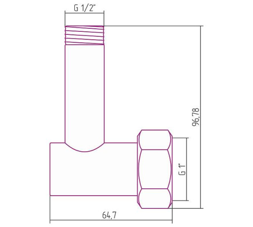 Уголок переходной Стилье G 1 НГ - G 1/2 HP 02000-1012