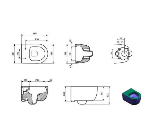 Унитаз подвесной Allen Brau Priority 2 Rimless 49x36 см белый 4.31002.20