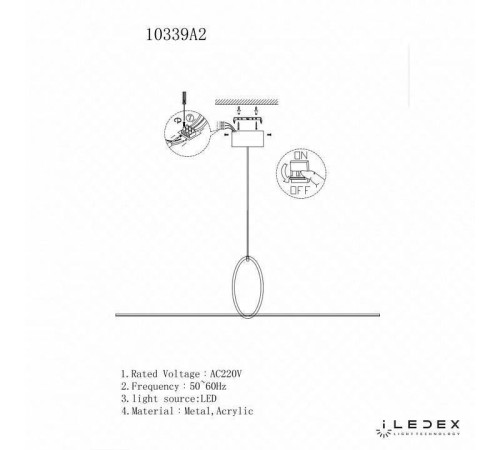 Подвесной светильник iLedex Zoom 10339P/A2-35W-3000K BK-WH