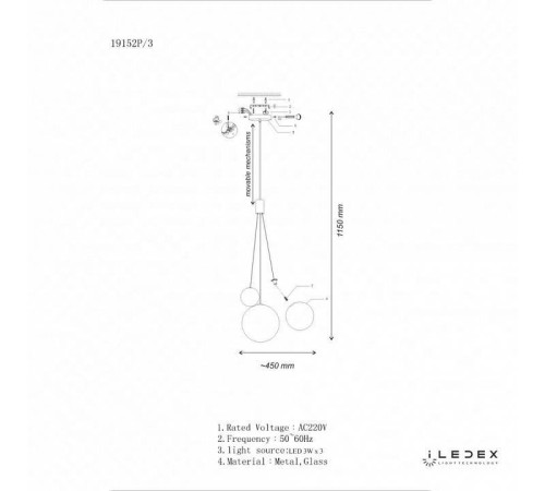 Подвесной светильник iLedex Selfie 19152P/3-6W-3000K CP