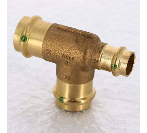 Тройник пресс Viega Sanpress 28х18х28 мм бронза 314163
