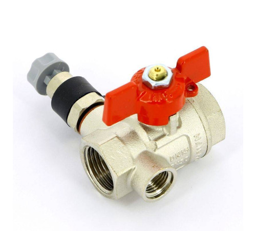 Кран шаровой Uni-Fitt ВВ с дренажным вентилем и заглушкой бабочка 1/2 115T2000