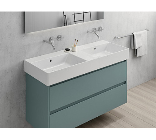 Раковина двойная накладная/подвесная GSI KUBE X 1200х470 мм белый глянцевый 9425111