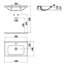 Раковина мебельная Creavit IDEAL 70 70x45 см белая ID070-00CB00E-0000