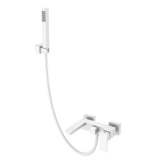 Смеситель для ванны с душем Boheme Qubic настенный белый матовый 473-MW