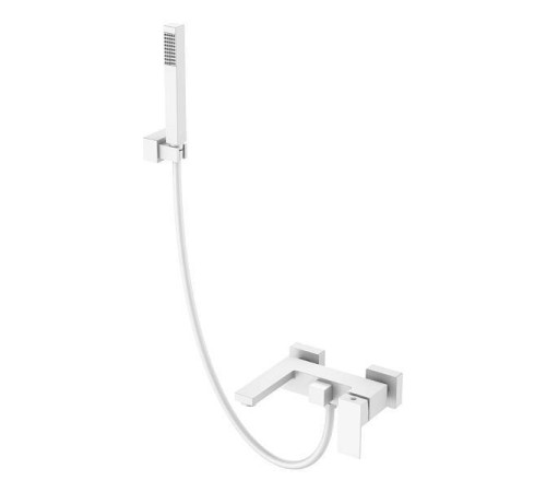 Смеситель для ванны с душем Boheme Qubic настенный белый матовый 473-MW