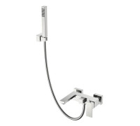 Смеситель для ванны с душем Boheme Qubic настенный никель брашированный 473-NB