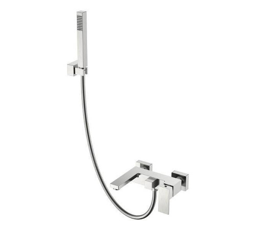 Смеситель для ванны с душем Boheme Qubic настенный никель брашированный 473-NB