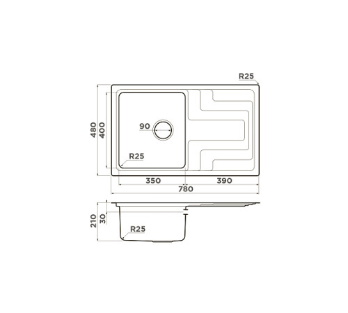 Кухонная мойка Omoikiri Mizu 78-IN нержавеющая сталь 78x48 см оборачиваемая 4973730