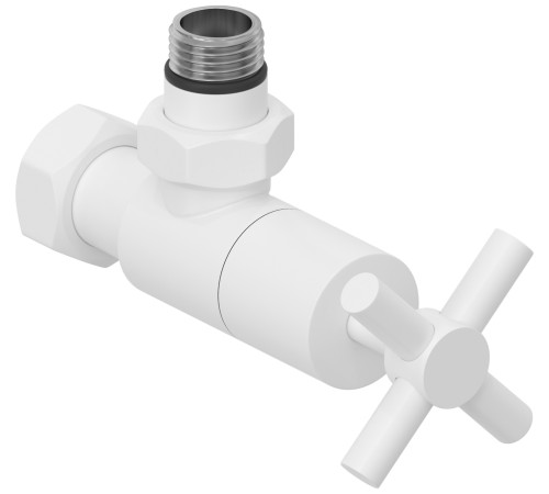 Вентиль регулировки температуры угловой Сунержа Крест G 1/2 HP - G 3/4 НГ белый матовый 30-1408-1234
