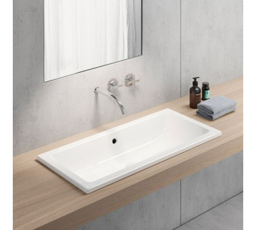 Раковина встраиваемая сверху GSI KUBE X 600x370 мм без отверстия под смеситель белая глянцевая 895311