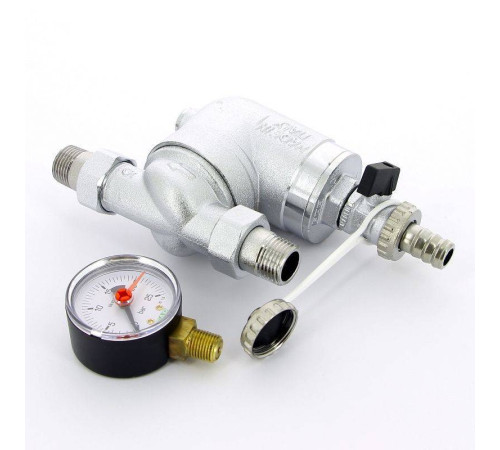 Фильтр промывной FAR 1/2 НР 100 мкм 25 бар поворотный с манометром FA 39A4 12100