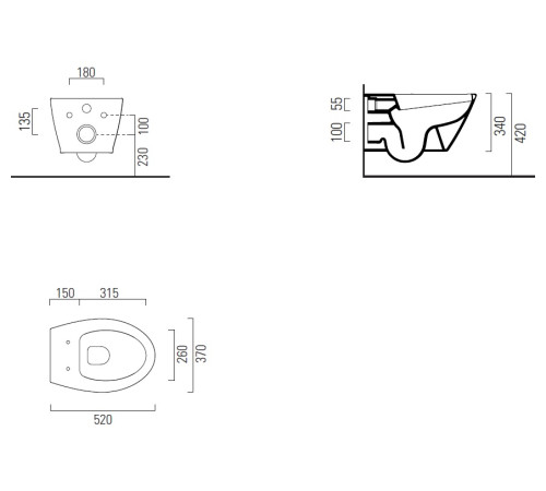 Унитаз подвесной безободковый GSI Modo Swirlflush 520x370 мм белый глянцевый 9816FR511