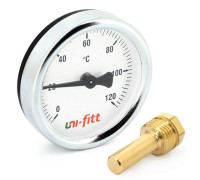 Термометр биметаллический Uni-Fitt 0-120 °C 80 мм гильза 50 мм 1/2 321D4242