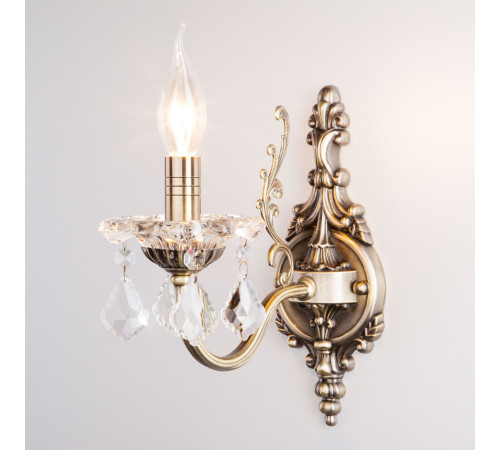 Бра с хрусталем 3281/1 античная бронза / прозрачный хрусталь